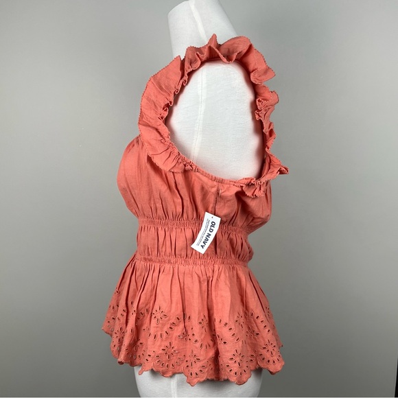 Old Navy Eyelet Lace Ruffle Milk Maid Peplum Babydoll Top Sz M Cottagecore - Picture 5 of 13